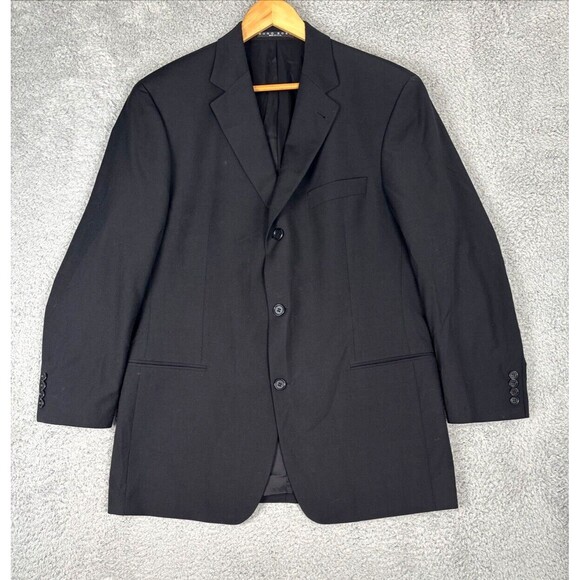 Boss Hugo Boss Stretch Mens Three Button Blazer Jacket Black Wool Size 42 Reg - Picture 1 of 10
